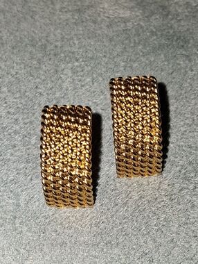 Vintage Monet Gold-tone Half Circle Earrings